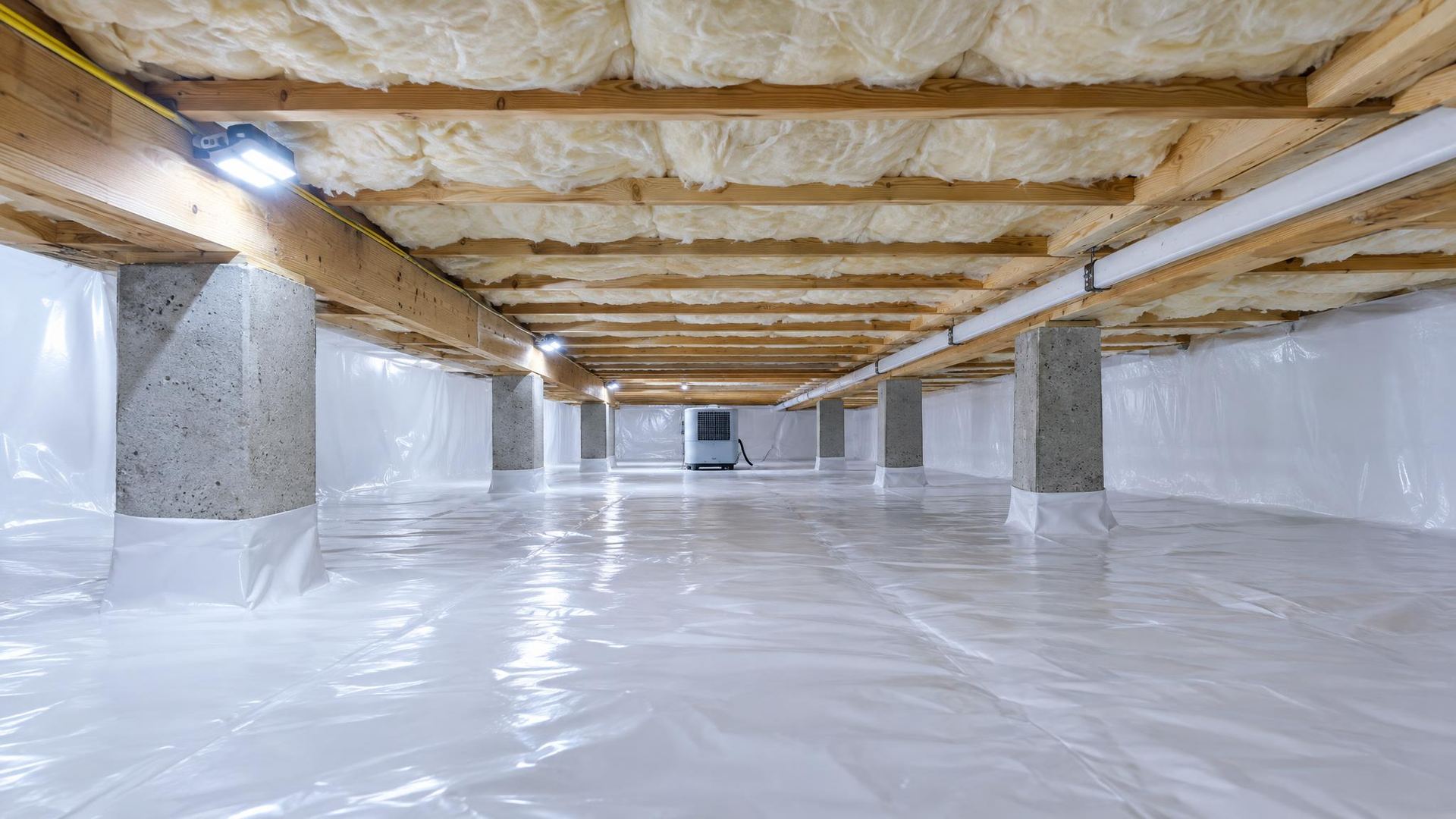 A sealed, dry crawl space from end to end